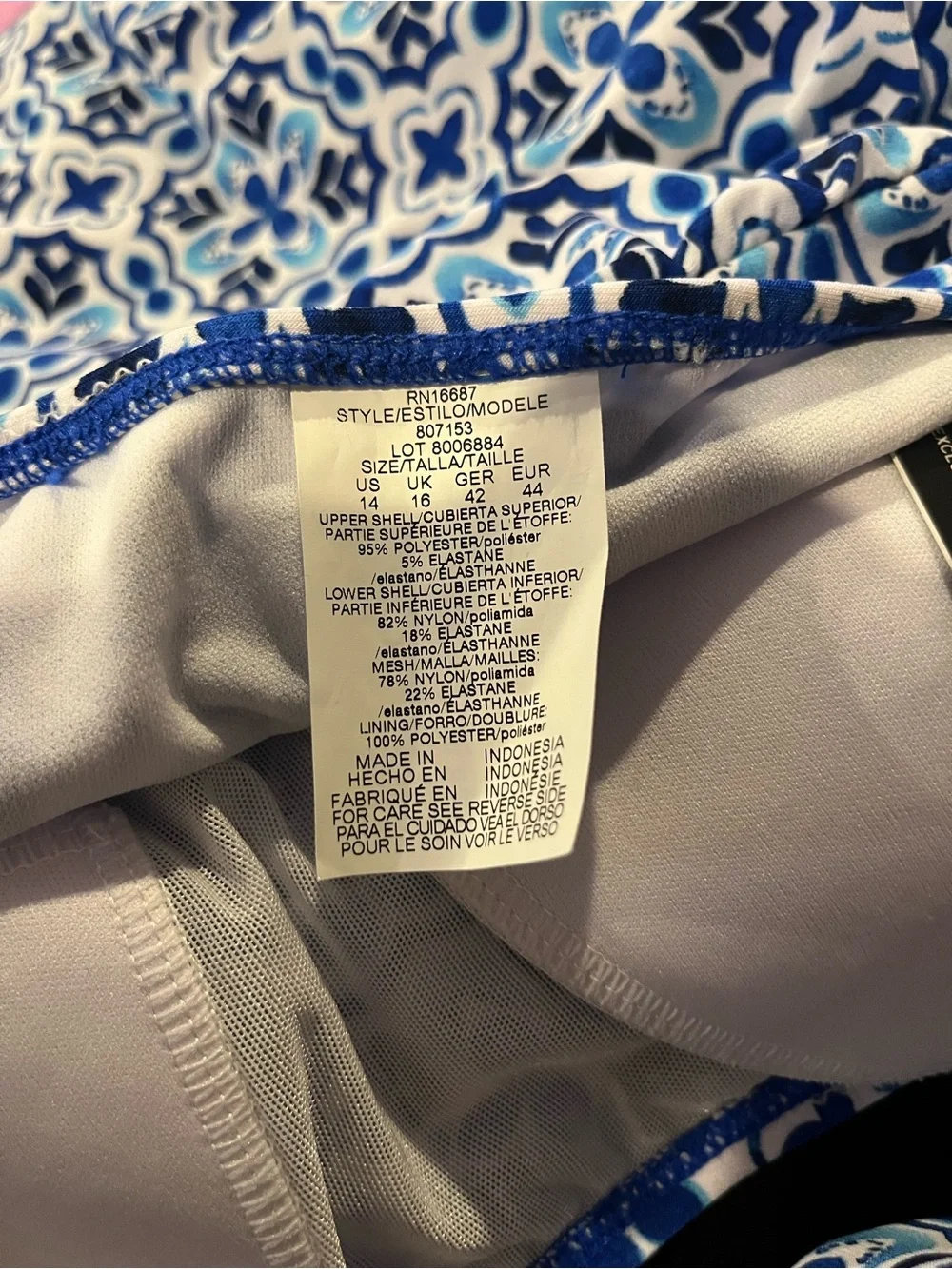 NWTs SWIM SOLUTIONS HIGH LOW DOUBLE TIER FAUXKINI - Size 14 - Blue - Picture 5 of 6